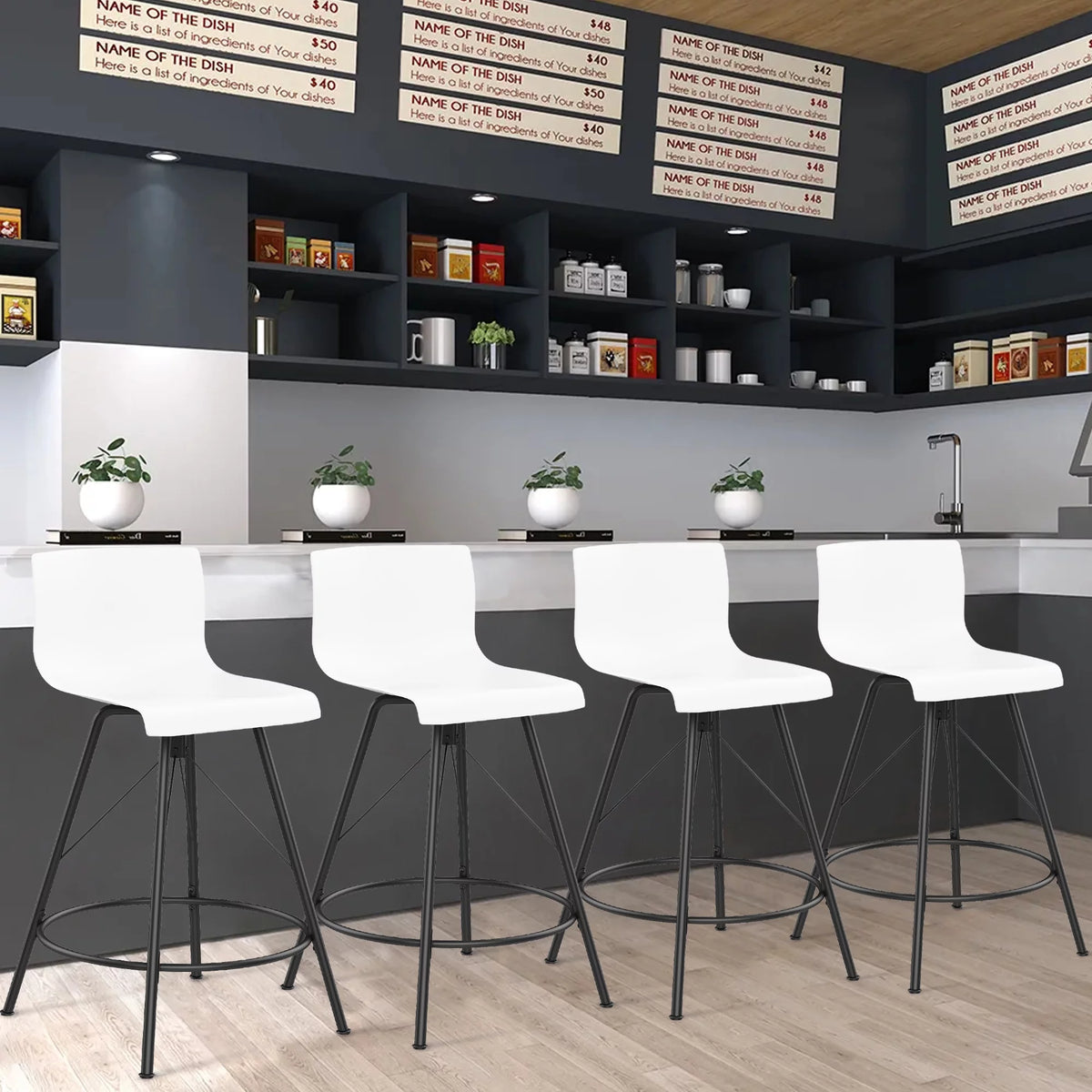 26" White Swivel Bar Stools Set of 4 U30301