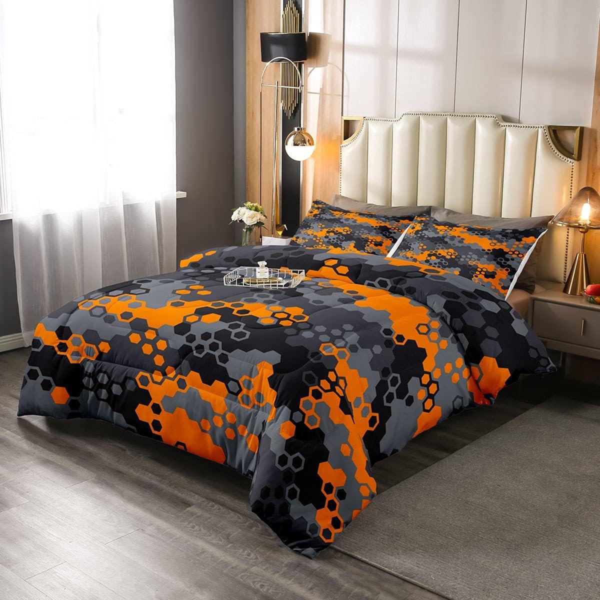 Purple Black Red Camouflage Comforter Set F3523