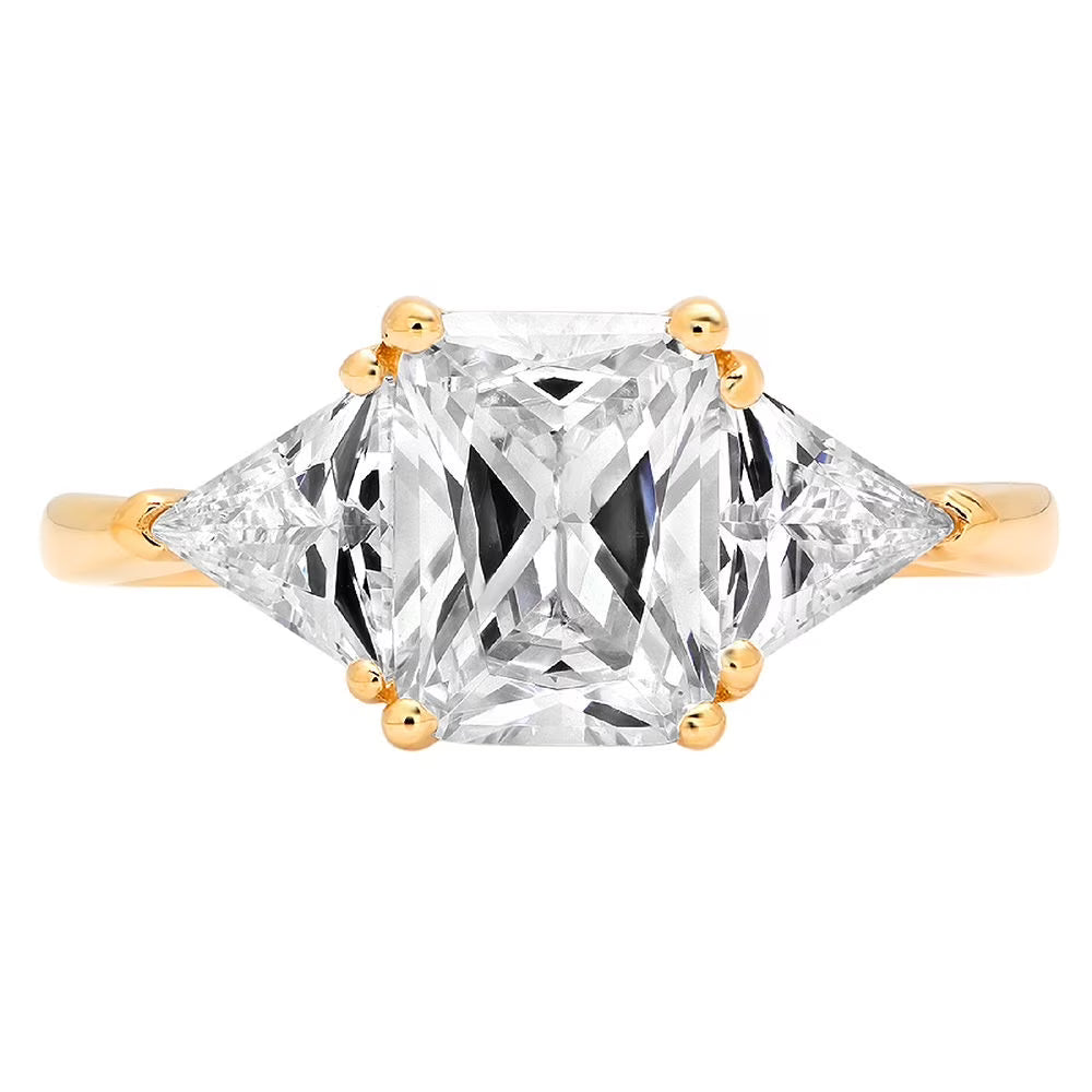 18K Yellow Gold Three-Stone Diamond Engagement Ring H2543