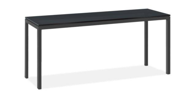 Smoke Tempered Glass Console Table with Graphite Base S8871