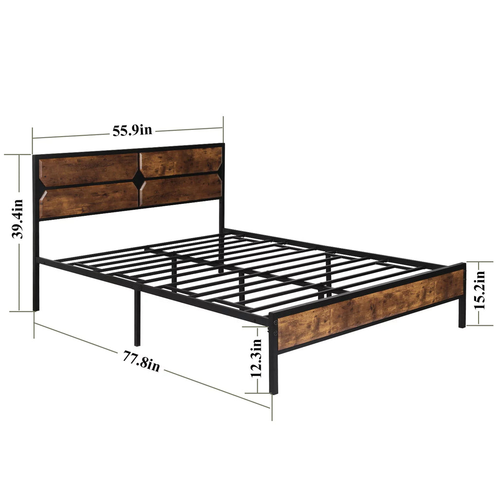Full Size Platform Bed Frame and 2 Nightstands Set of 3 V4116