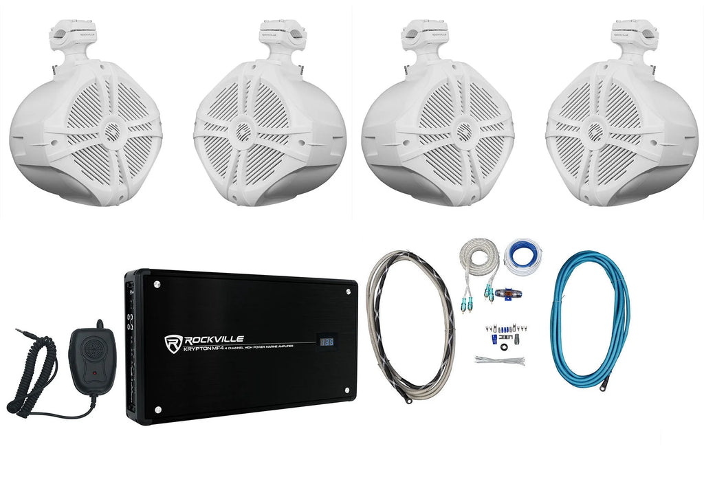 8" Wakeboard Marine Speakers with 4 Channel Amplifier and Amp Kit T25085