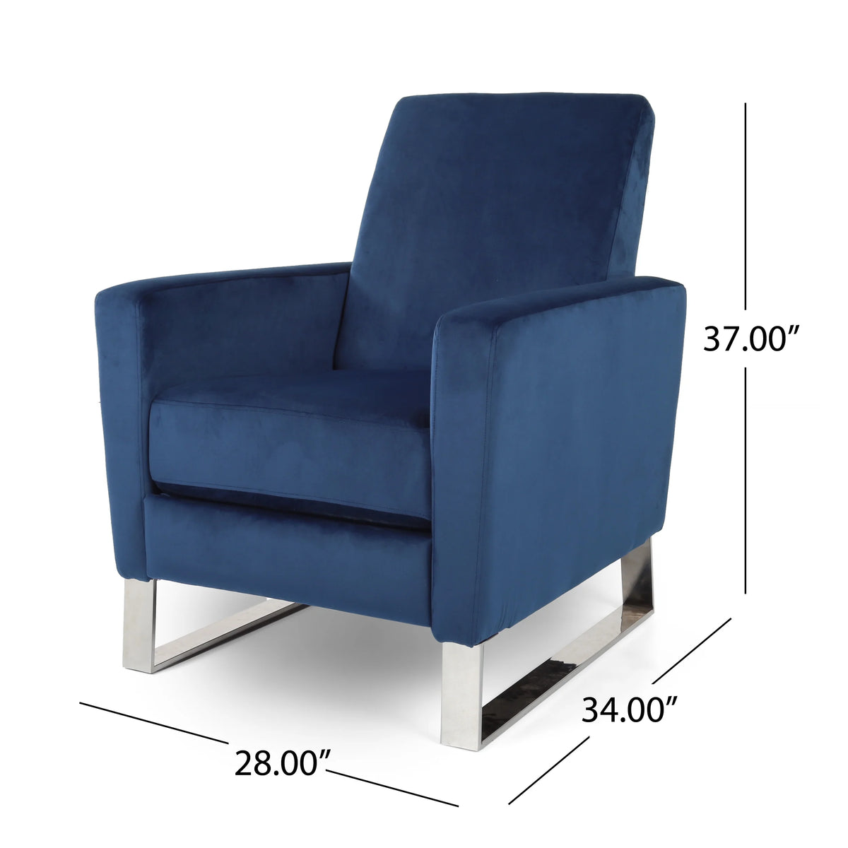 Cobalt Velvet Push Back High Leg Recliner B2122