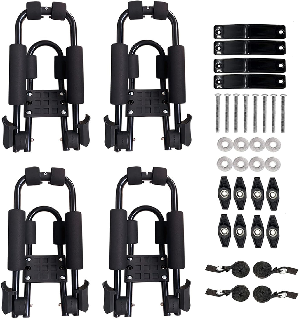 Kayak Roof Rack for 2 Kayaks, J-Style Universal Kayak Racks, Folding Kayak Carrier, 2 Pair F90867