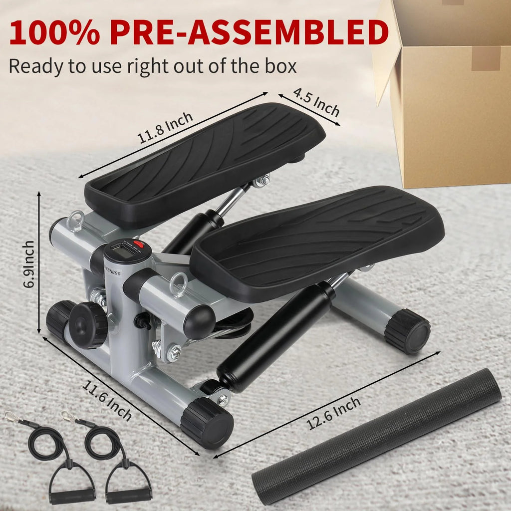 Mini Air Aerobic Stepper with LCD Display & Resistance Bands D213