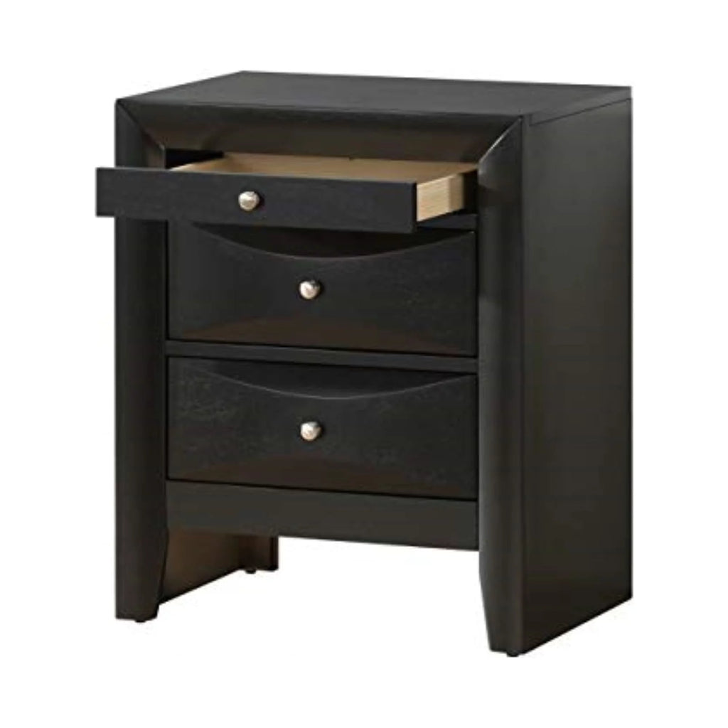 Black 3 Drawer Nightstand S651
