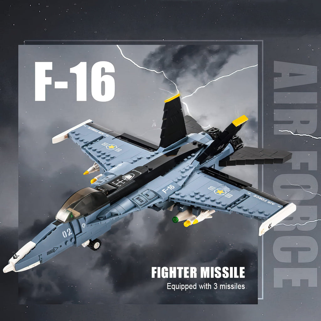 Blue F-16 Fighting Jet Building Block Set P7128