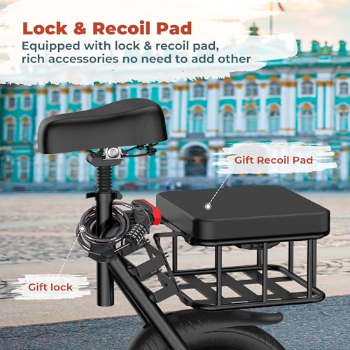 Electric Scooter with Seat, 500W Motor, 14'' Tires, Foldable E26123