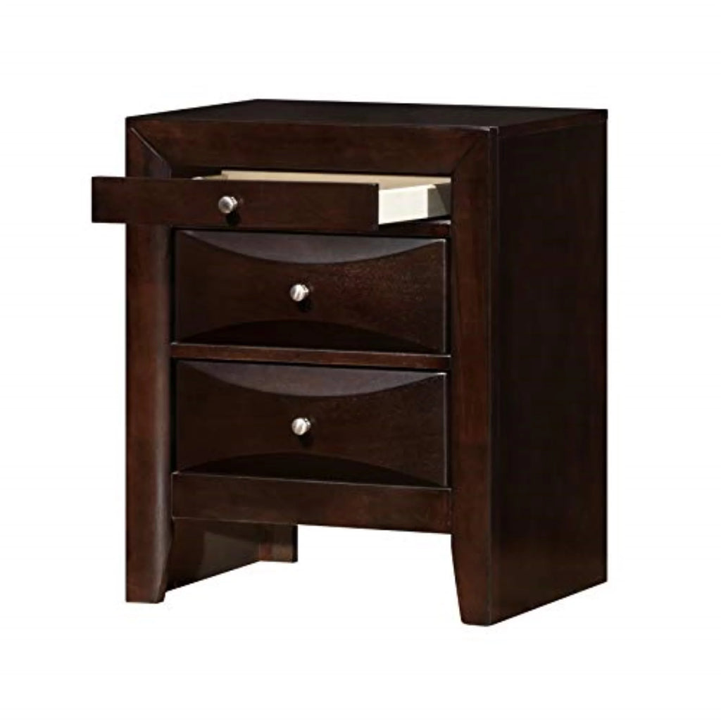 Black 3 Drawer Nightstand S651