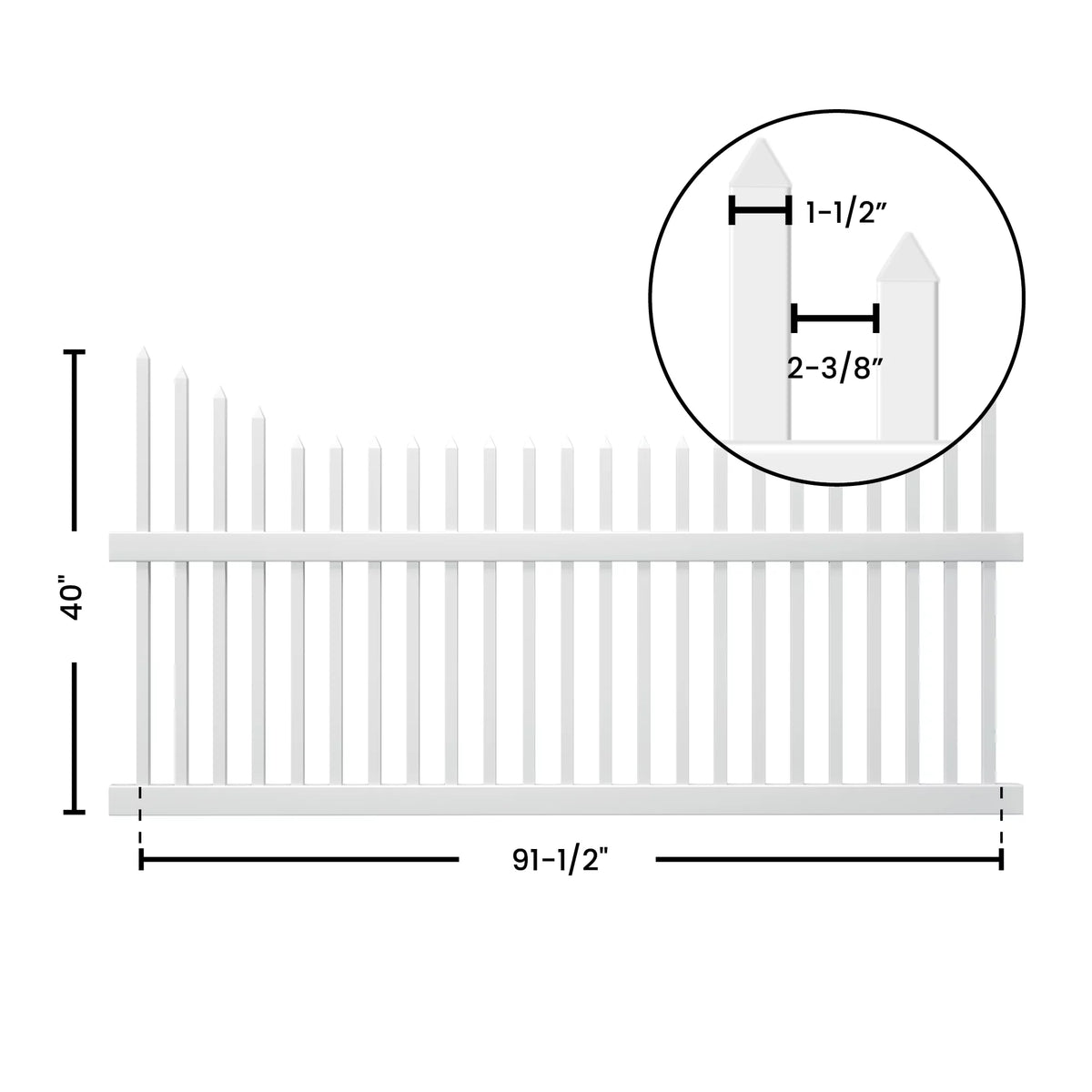 White Vinyl Picket Fence Panel Q393