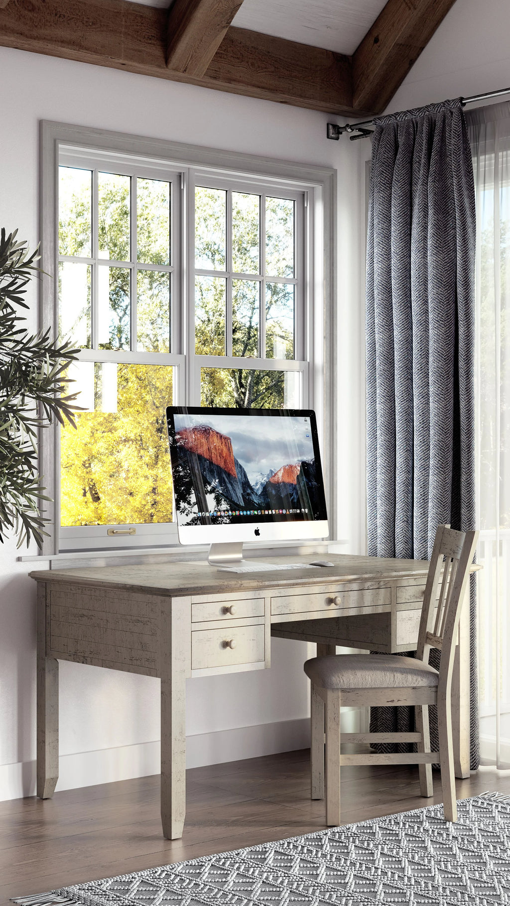 Distressed Acacia USB Charging Desk E1952