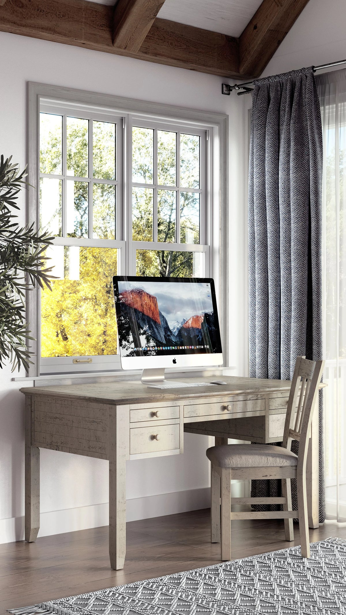 Distressed Acacia USB Charging Desk E1952