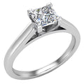 18K White Gold Princess Solitaire Diamond Ring 0.50 Carat I505