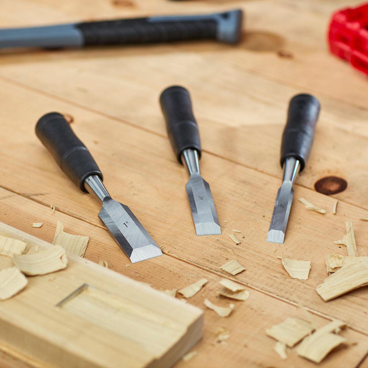 Wood Chisel Set with PVC Handles, 3-Piece R889312