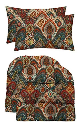 Indoor Outdoor Tufted U-Shape Chair Cushions and 2 Rectangle Pillows Z944