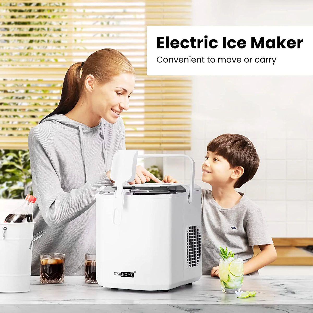 Portable Countertop Ice Maker with Handle, 26lbs/Day, White X1313