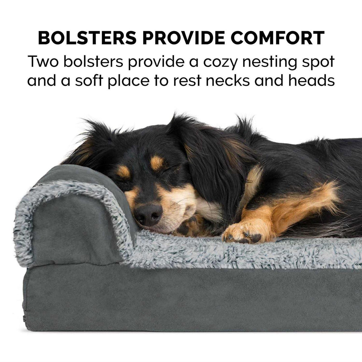 Two-Tone Faux Fur Suede Chaise Lounge Dog Bed J611