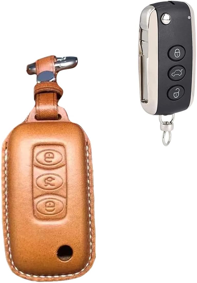 Genuine Leather Remote Key Fob Case Cover with Key Chain Pack of 2 F5675