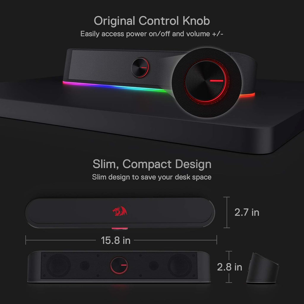 RGB Desktop Soundbar with Volume Knob V35050