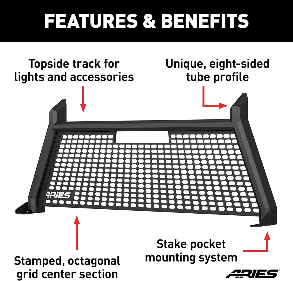 Black Aluminum Truck Headache Rack Cab Protector Y513