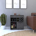 Light Gray Bar Cabinet with Concealed Shelves and Wine Cubbies S2574