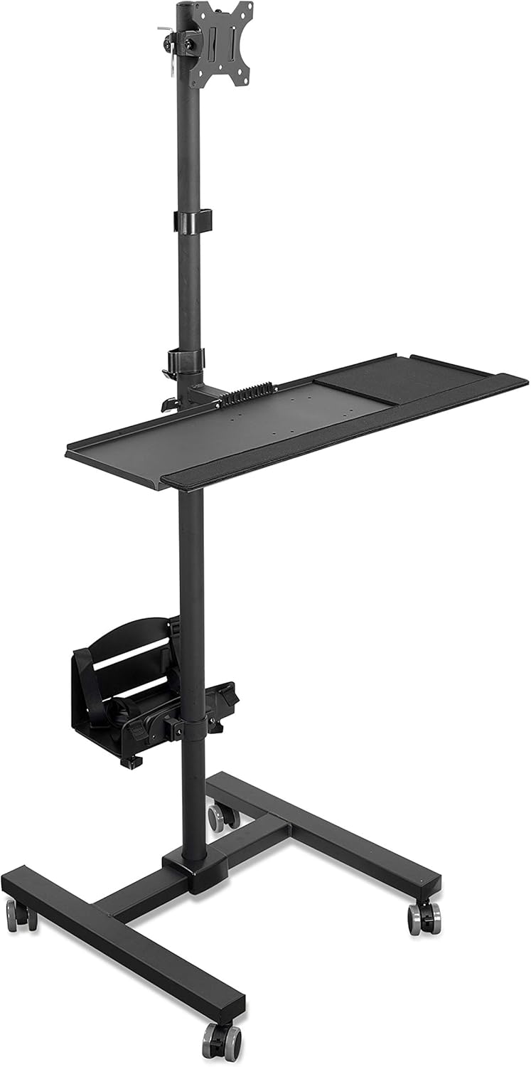 Rolling Computer Cart with Monitor Mount and CPU Holder B864879