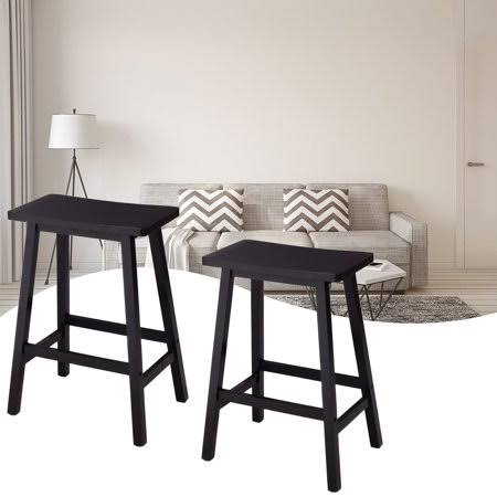 Pine Wood Saddle Seat Bar Counter Stools 29 inch 24 inch Black M718648