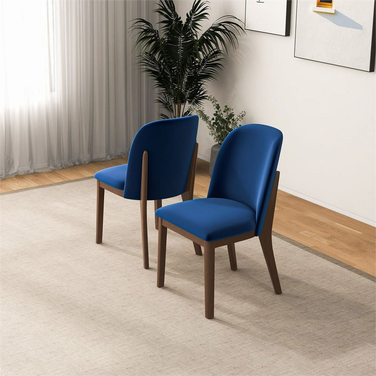Velvet Dining Chair in Navy Blue (Set of 2) M9337