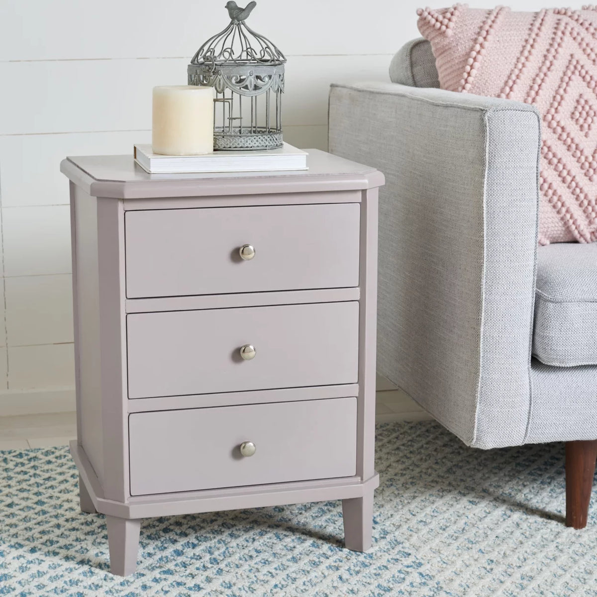 Grey End Table With Storage Drawers B336457
