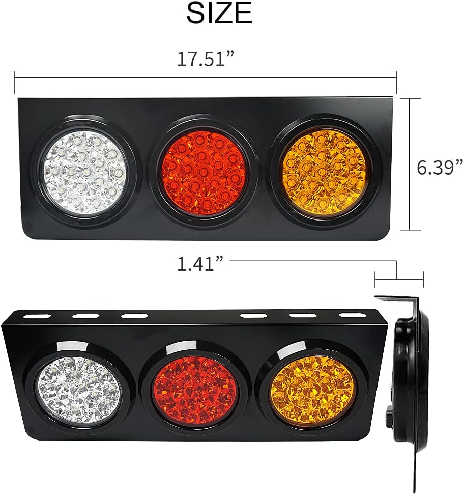 LED Truck Trailer Tail Lights with Iron Bracket Base, 48-LED, 2 PCS W7591