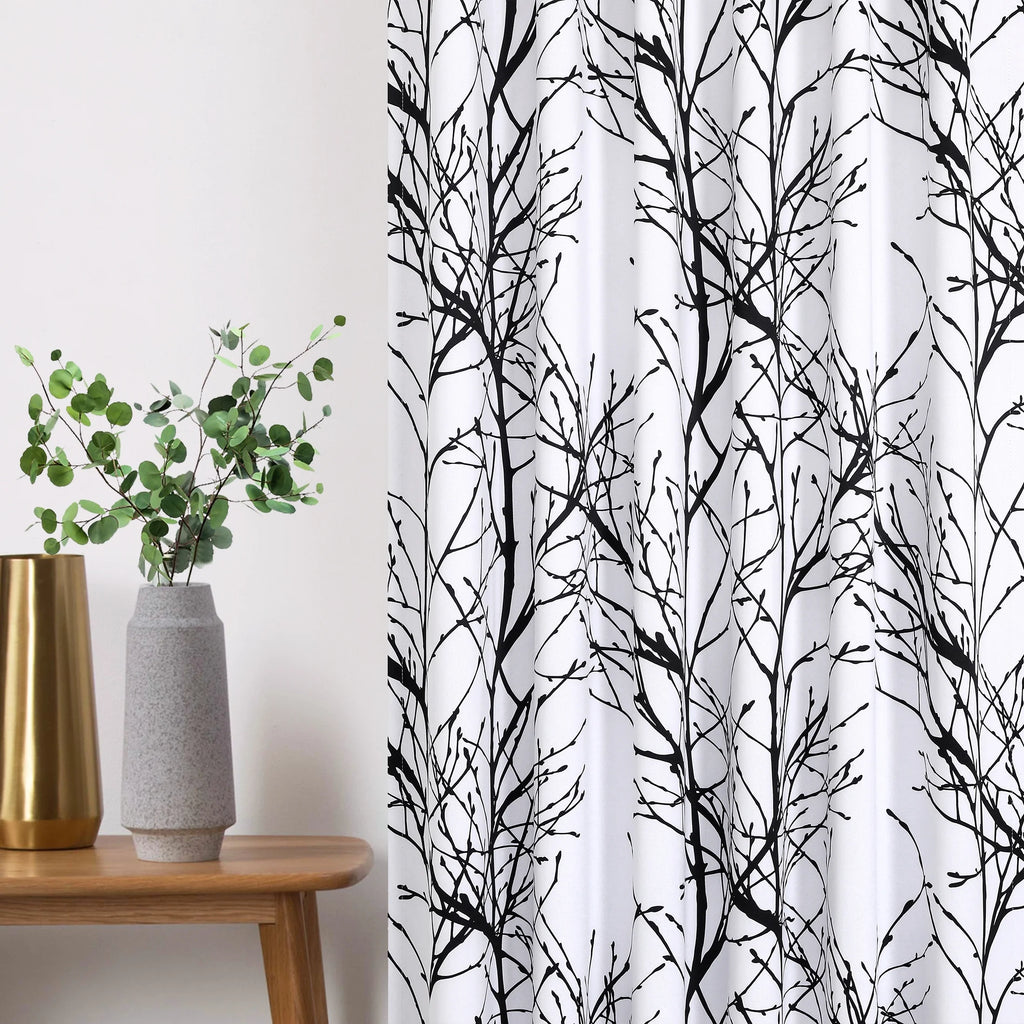 Blackout Window Curtain Panels Black White Thermal Insulated Drapes, Back Tab, 52"x 84"x 2 W82824