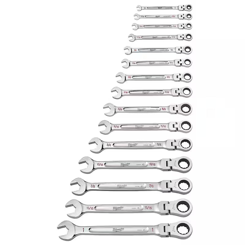 25-Piece Flex-Head Ratcheting Combination Wrench Set SAE with Screwdriver Set U609