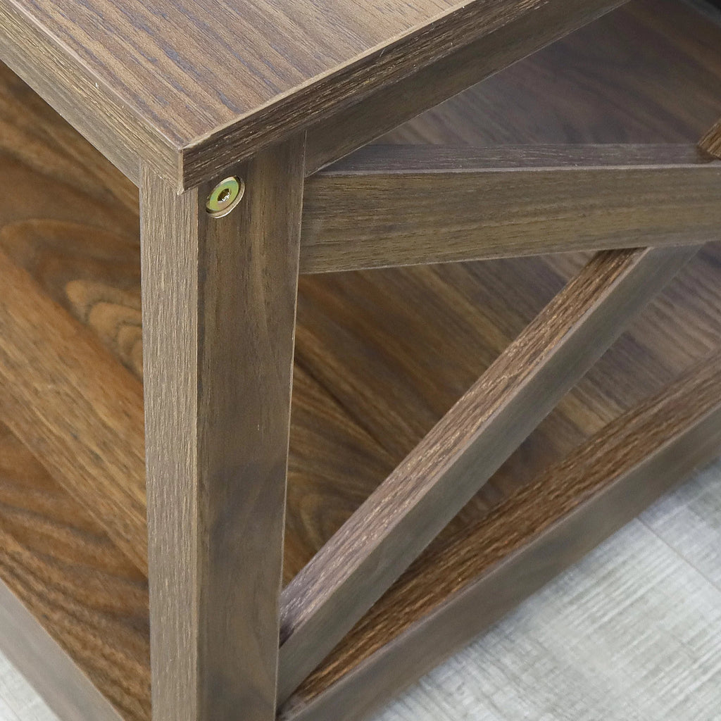 Dark Walnut 2-Tier Wood Coffee Table P9293