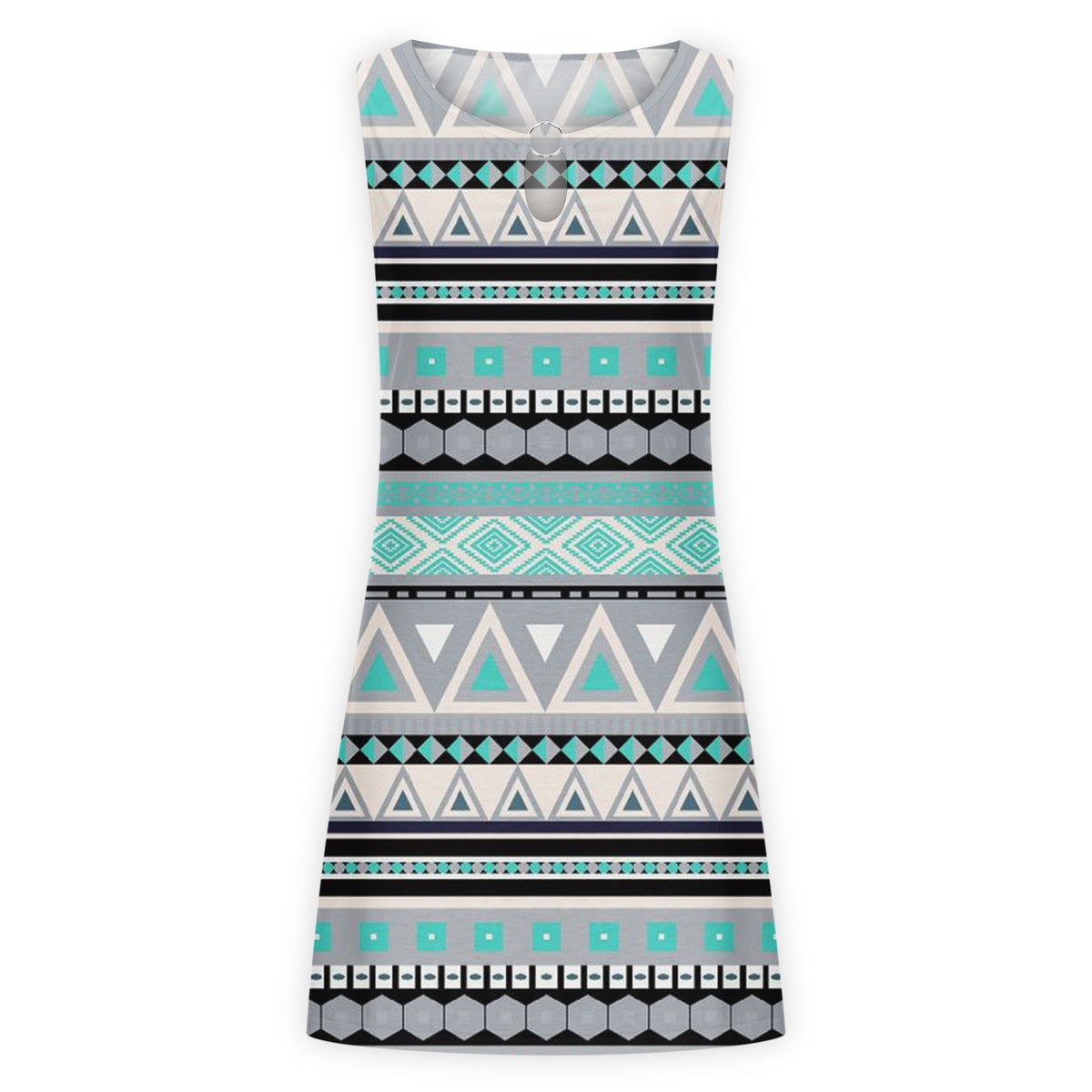Sleeveless Crew Neck Boho Swing Dress N261