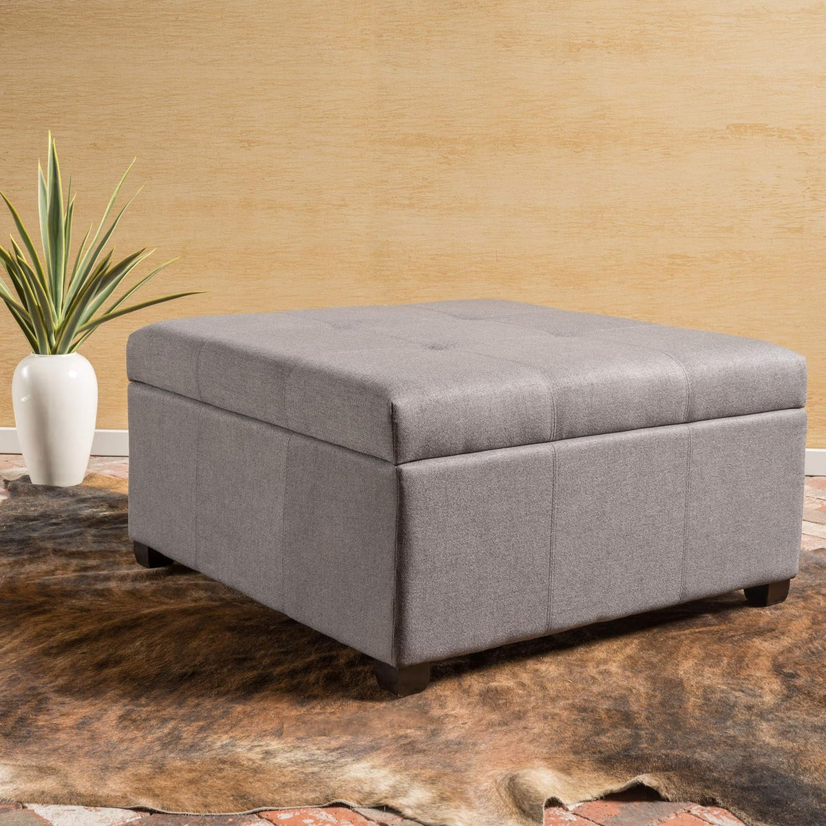 Dark Grey Fabric Storage Ottoman B6108