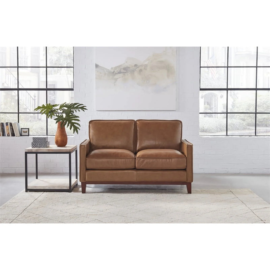 Camel Brown Leather Loveseat S30151