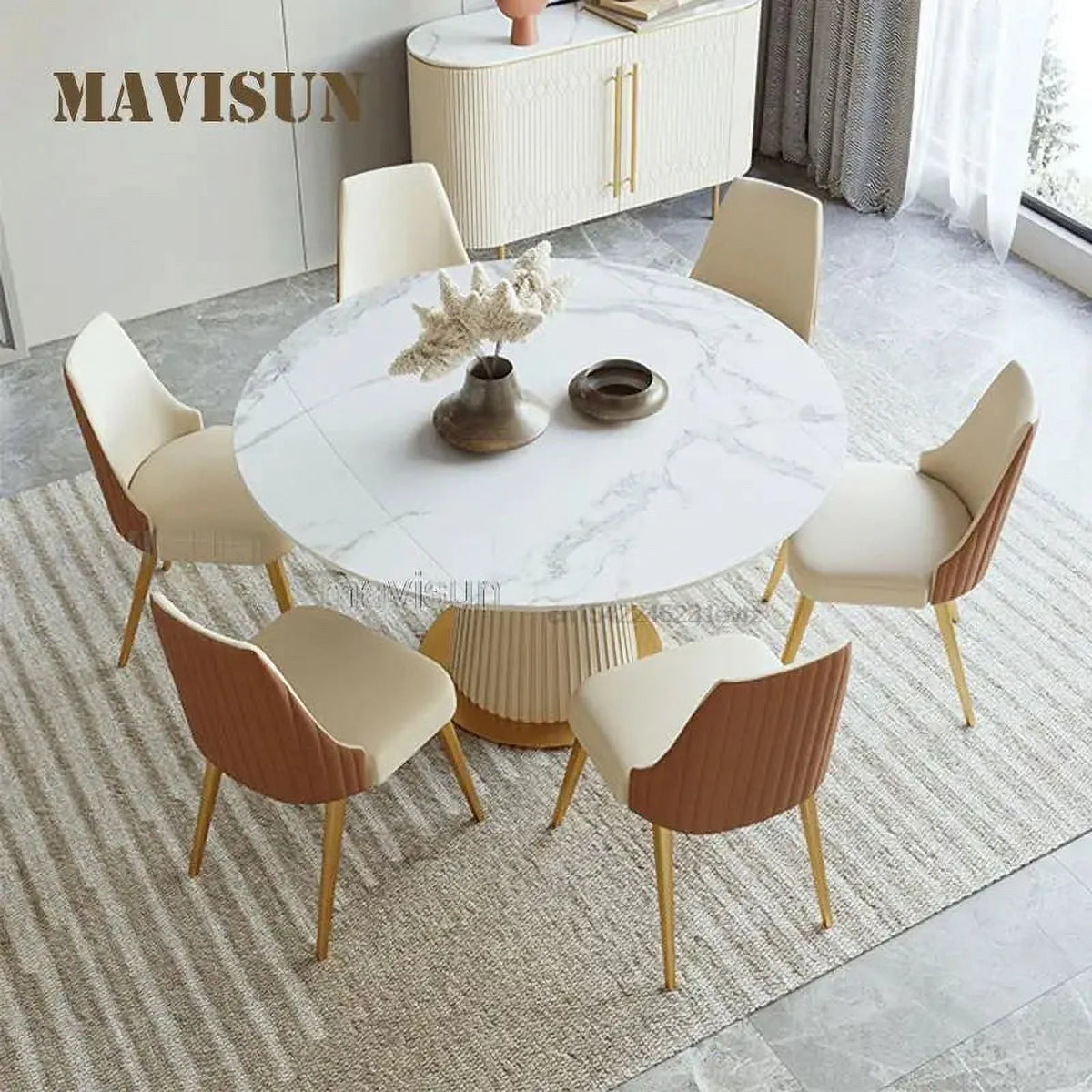 Round Marble Dining Table 6 Chairs R634