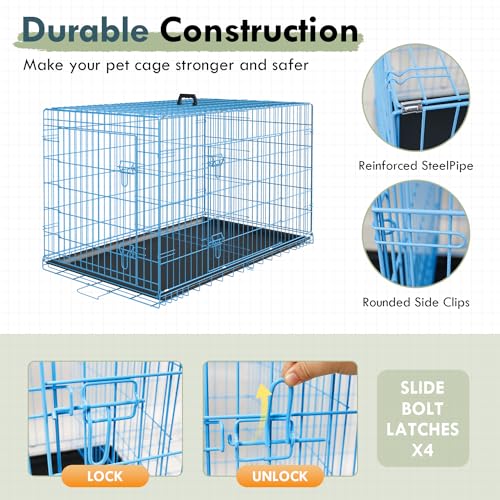 42 Inch Black Metal Dog Crate Kennel with Divider E42936
