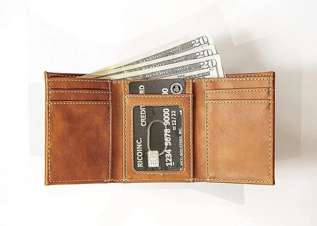 Brown Trifold Wallet with Clear ID Window Y873515
