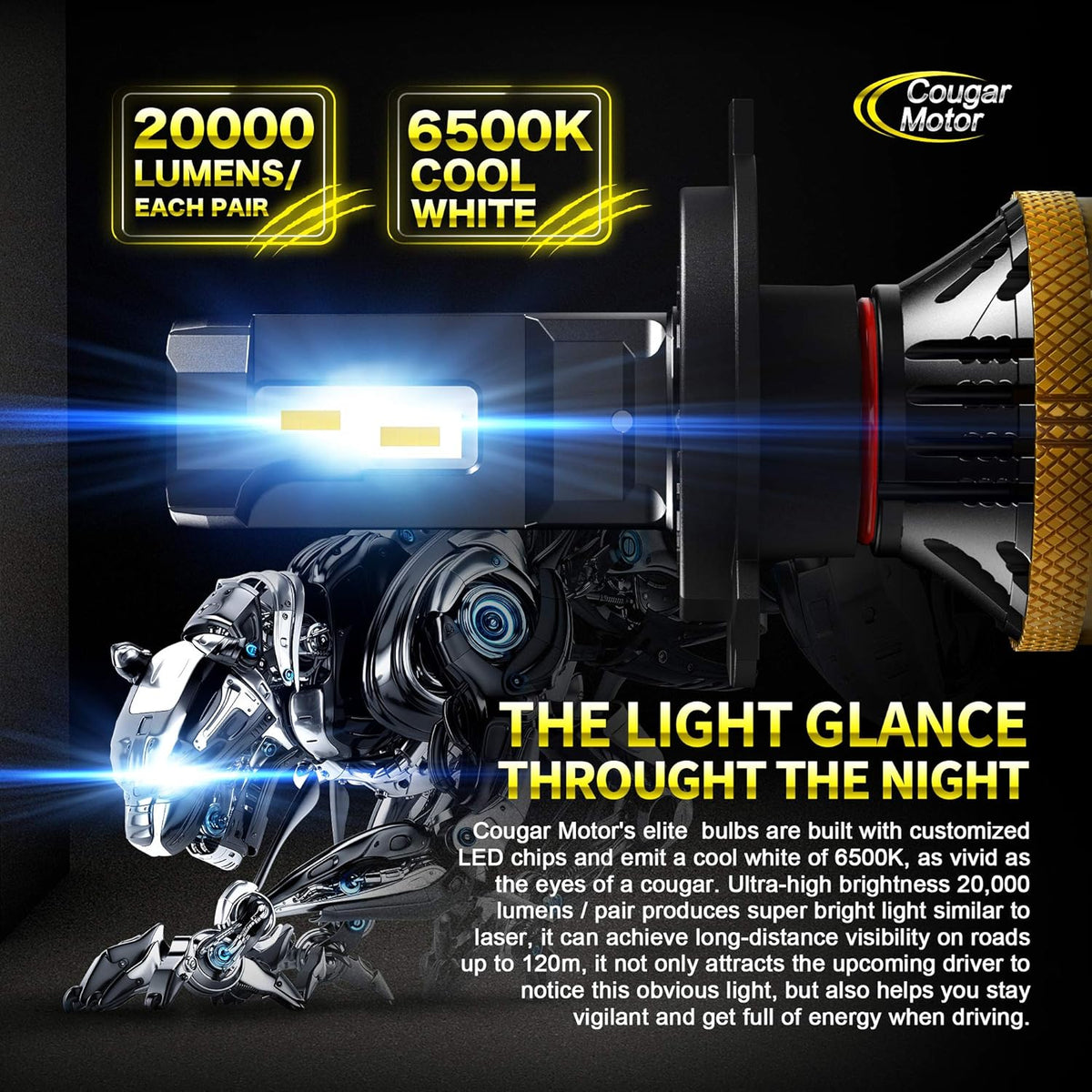 H4 LED Bulb 6500K Cool White Conversion Kit J683