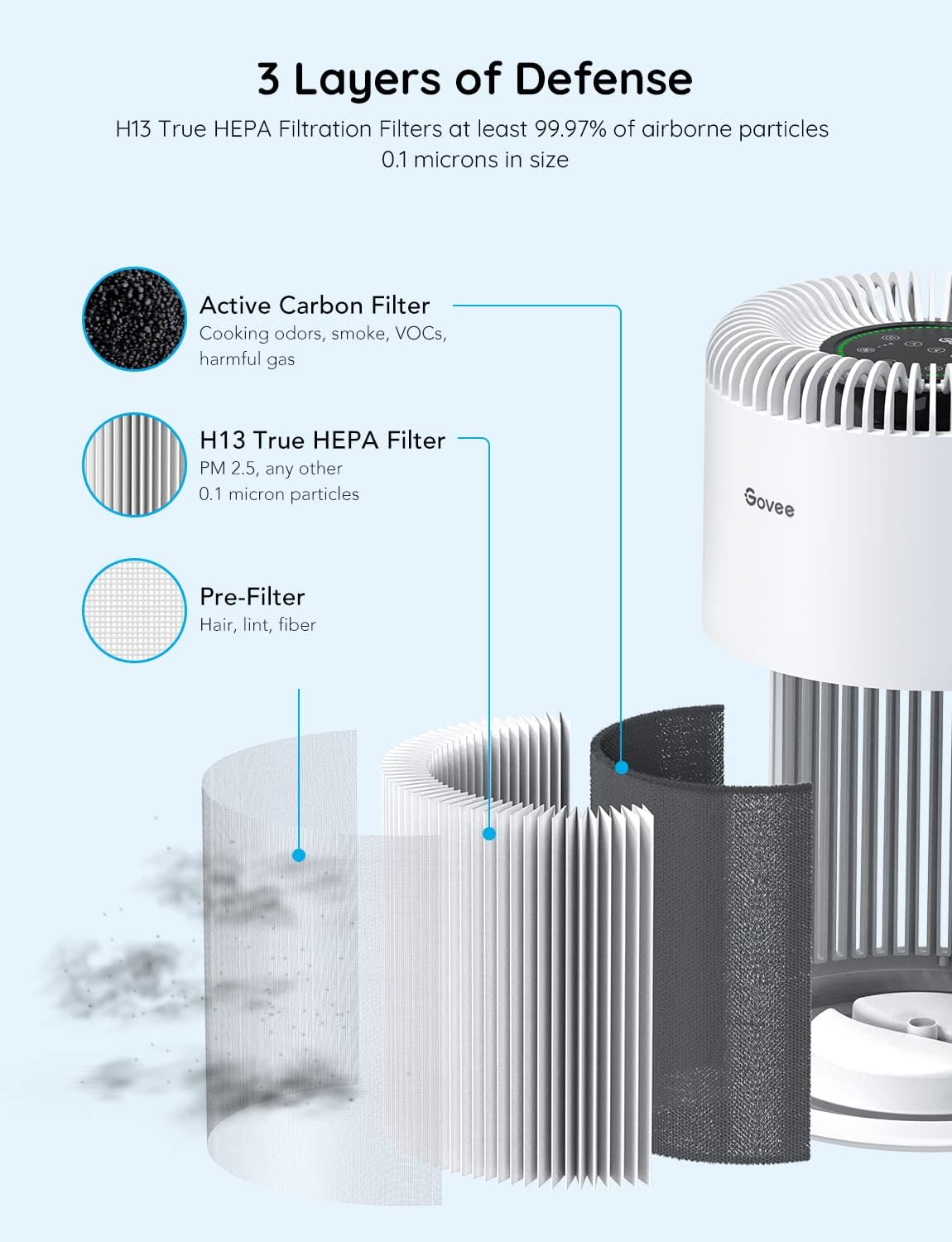 Smart Air Purifier with H13 True HEPA Filter E723