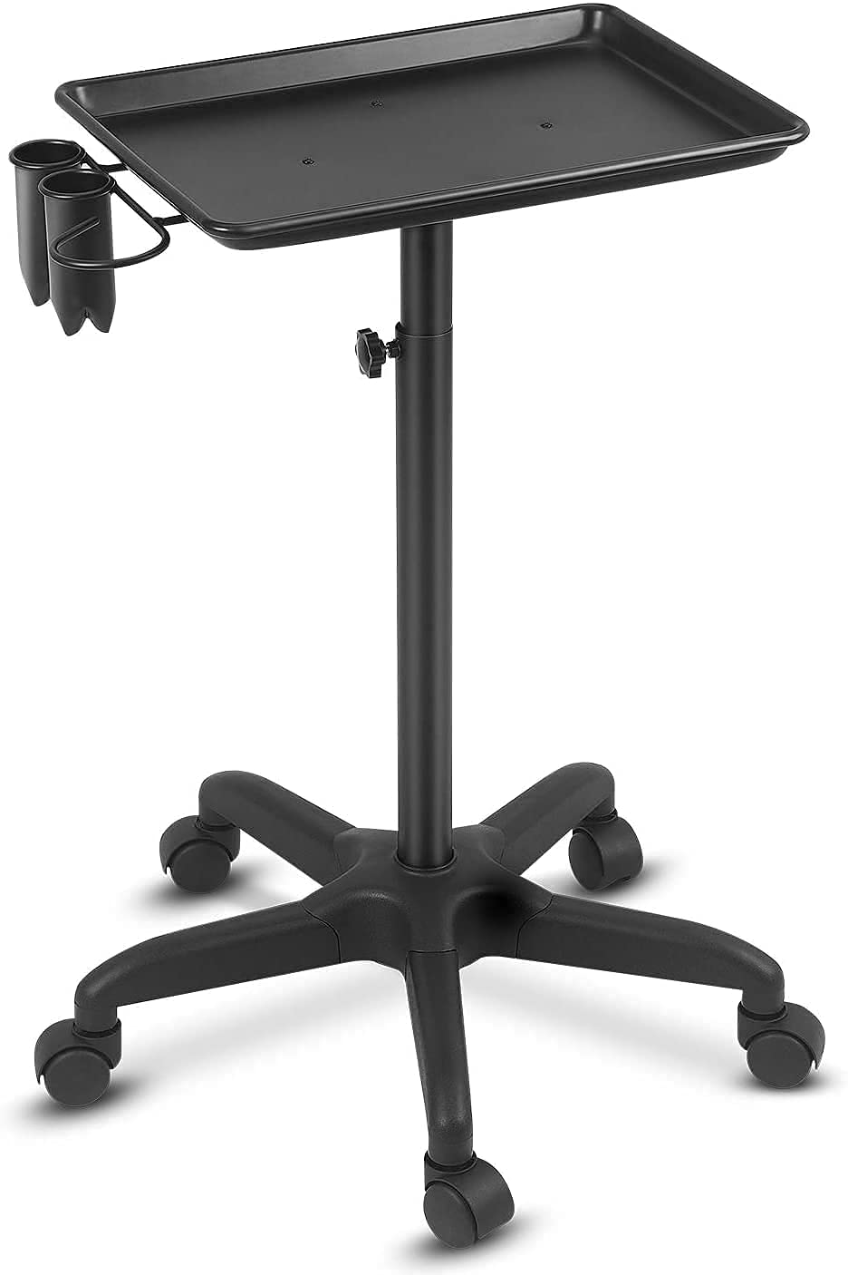 Black Aluminum Salon Tray Cart with Wheels K401508