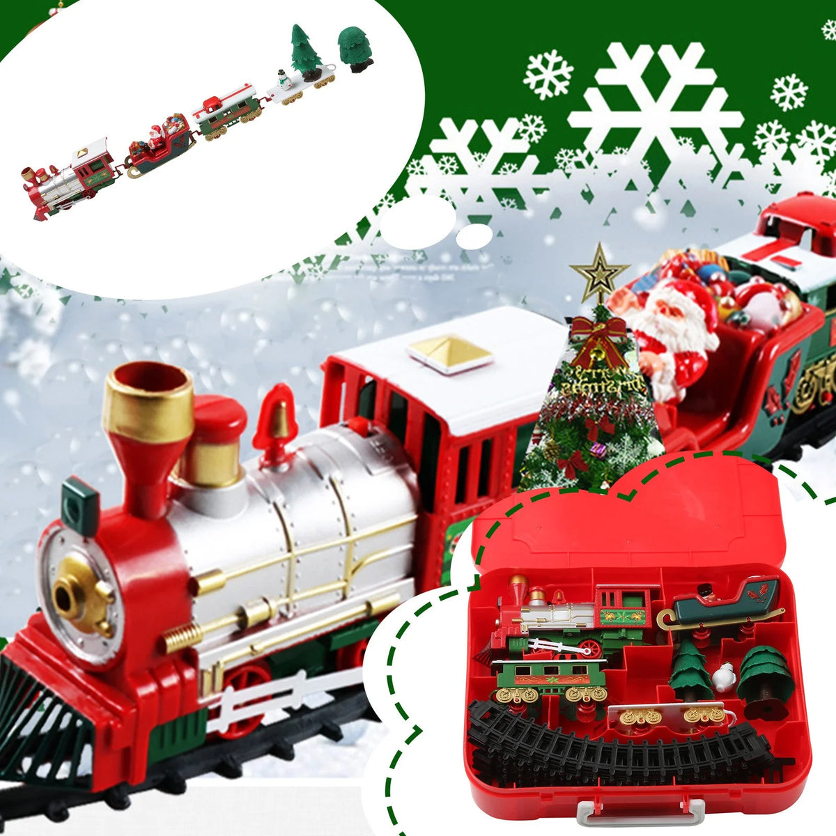 Battery Operated Toy Train Set with Railway Tracks W28112