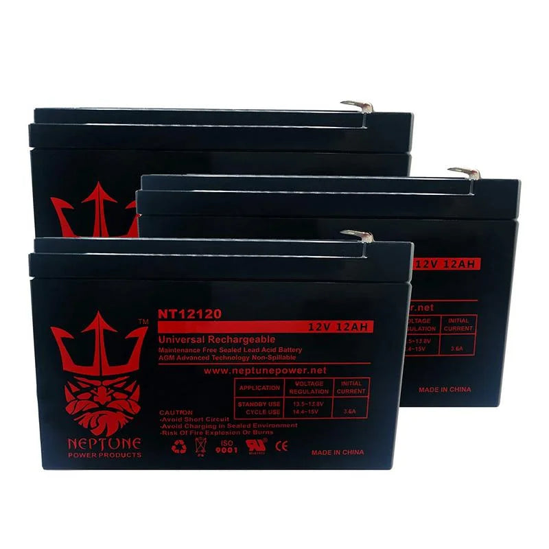 3 Pack 12V 12Ah Replacement Electric Scooter Battery W128476