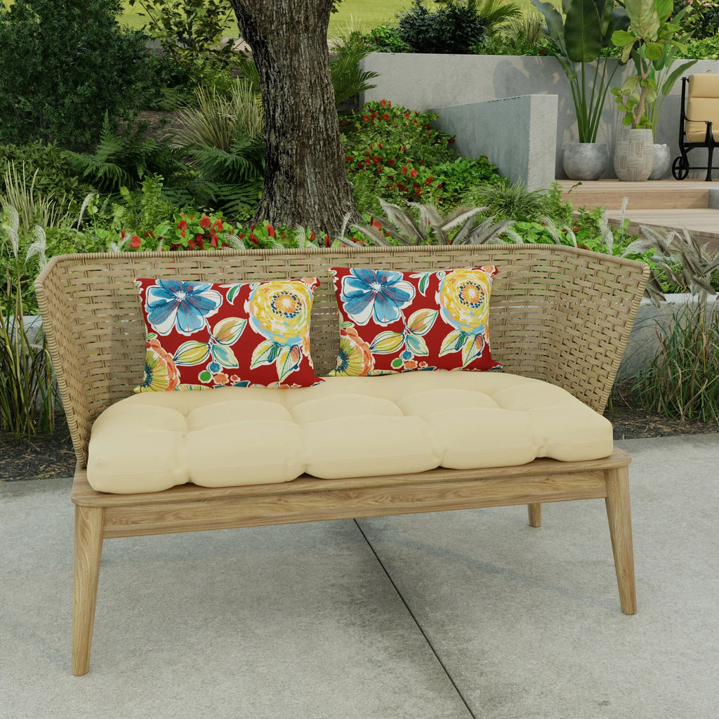 Red Floral Outdoor Lumbar Throw Pillow Set of 2 F991