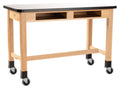 Whiteboard Top Ash Science Lab Table with Compartments and Casters P8392