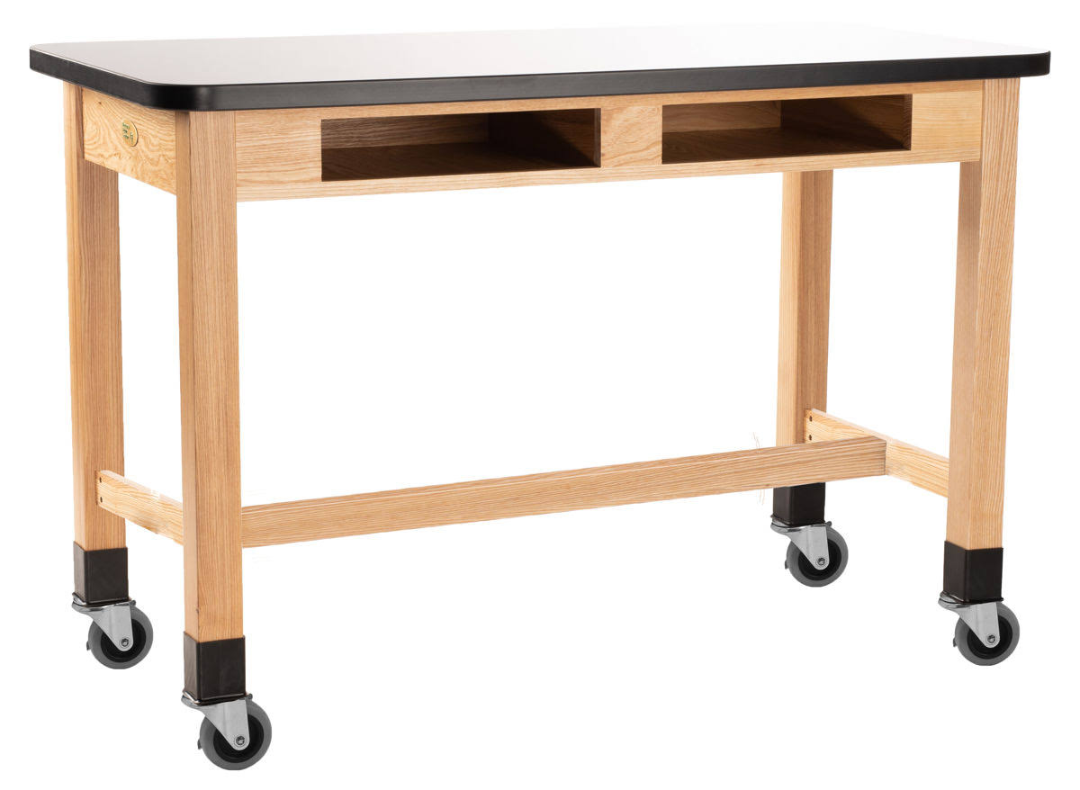 Whiteboard Top Ash Science Lab Table with Compartments and Casters P8392