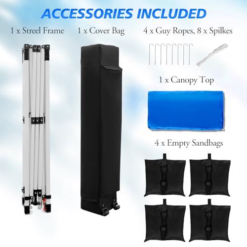 Blue 10x10ft Pop up Canopy Tent with Roller Bag J4564