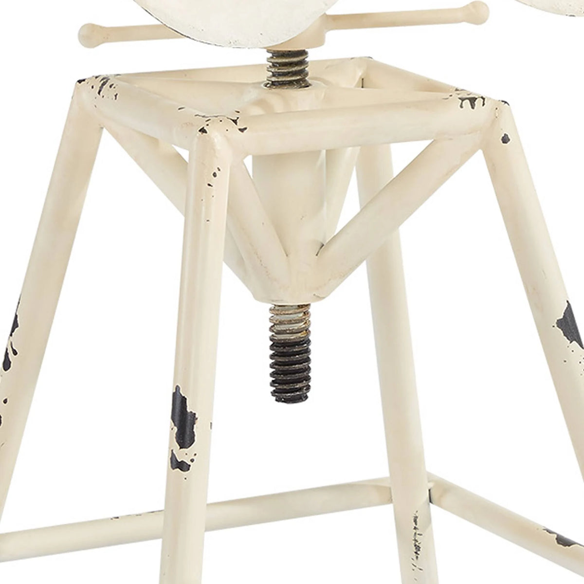 Antique White Industrial Metal Barstool O807