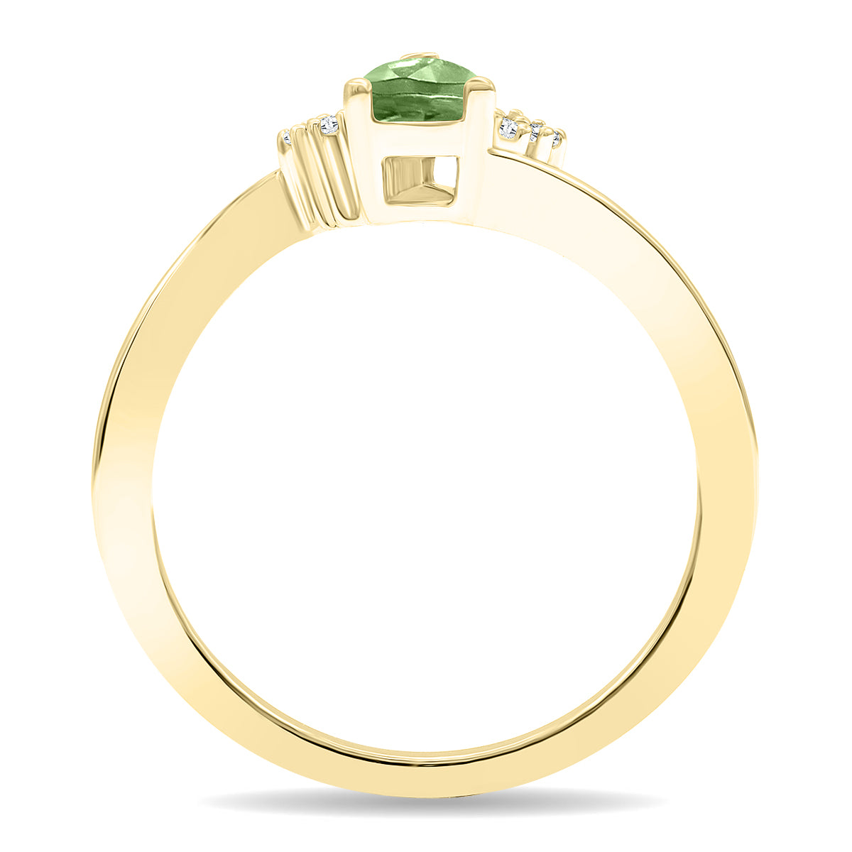 Green Amethyst and Diamond Ring in 10K Yellow Gold Z361